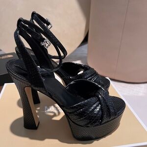 Michael Kors Selena Snake Embossed Leather Platform Sandal
